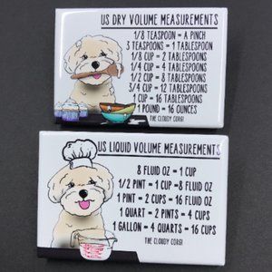 Shih Tzu Dog Measuring Chart Magnet Set Handmade Kitchen Cooking Baking Guide